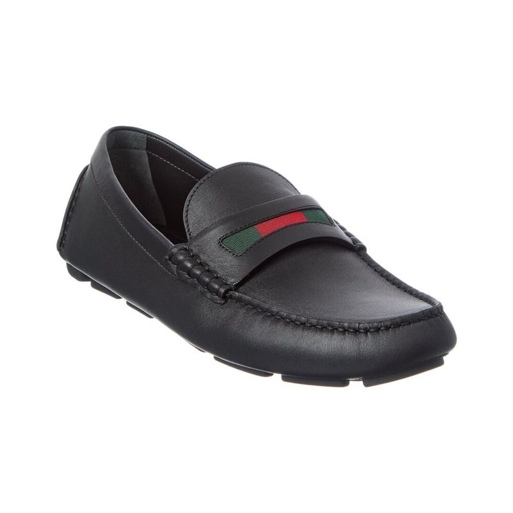 Gucci Gg Logo Leather Loafer, Black